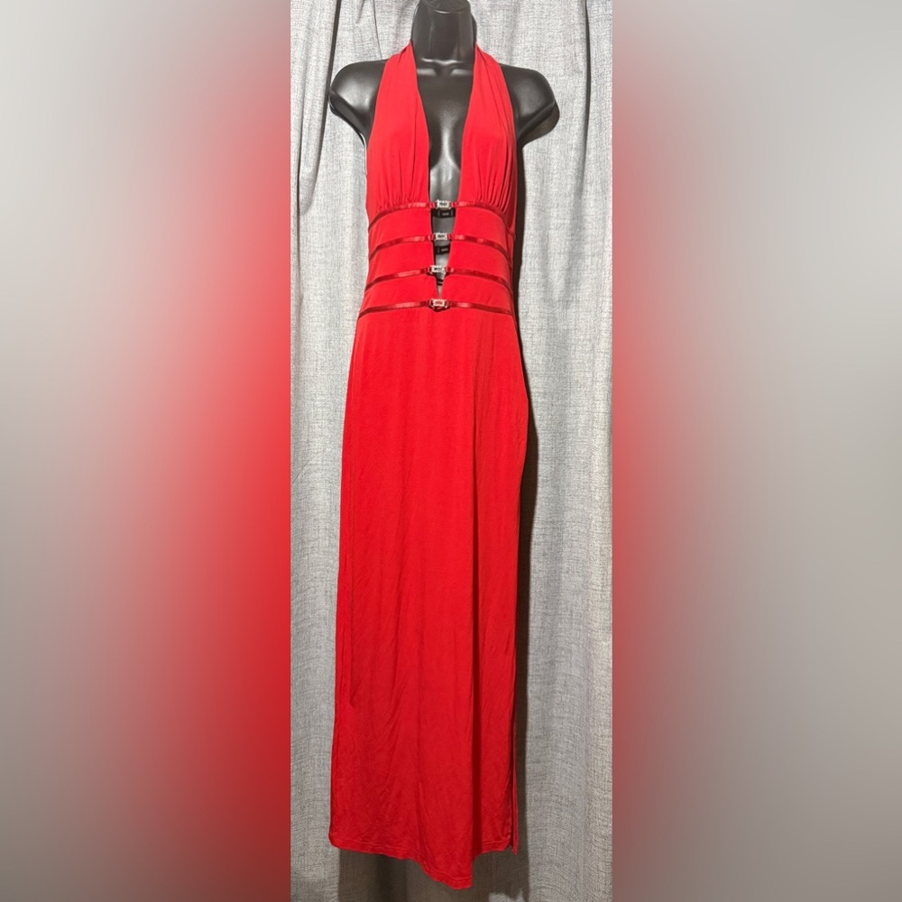 Chic Red Halter Maxi Dress